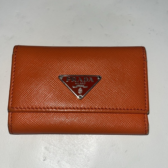 Prada Orange Saffiano Leather 6 Key Holder - Picture 9 of 10